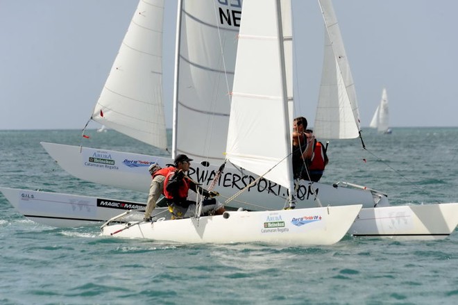 German and Dutch competitors for bronze - Dart 18 Worlds 2009 and Aruba Heineken Catamaran Regatta 2009 © Steve Arkley http://www.sailshots.co.uk